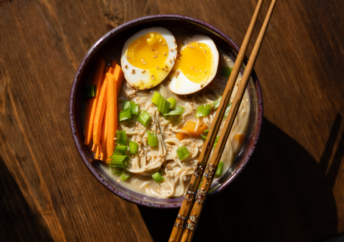 bowl of ramen and chopsticks